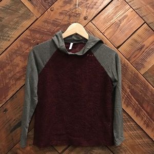 Nordstrom Girls Burgundy and Gray Long Sleeve Top